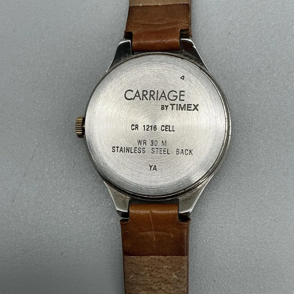 Carriage By Timex Womens Watch 30mm White Dial Brown Leather New Battery